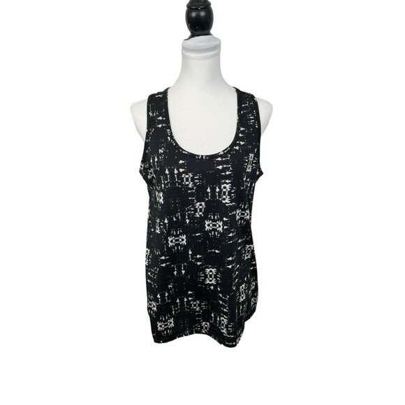 Nola Exercise Workout Top Plus Size 2X Black & White Geometric Print Stretch Top - Picture 1 of 9